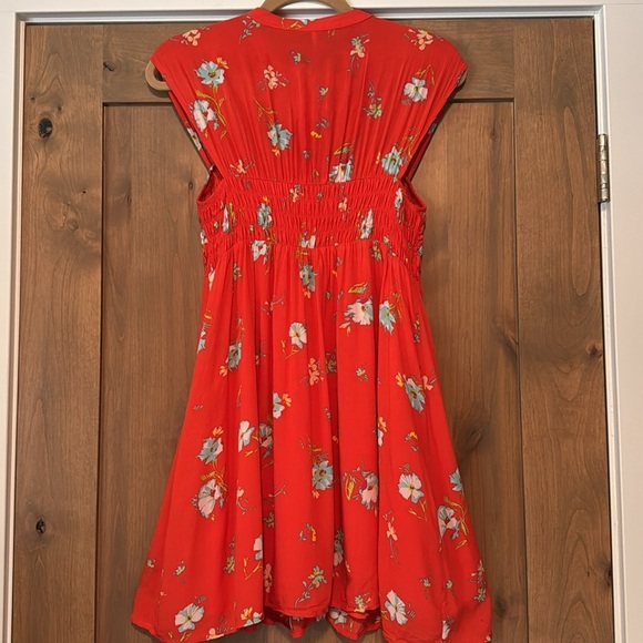 Free People "Greatest Day" Smocked Button-Down Floral Mini Dress Womens XS Boho - Picture 5 of 13